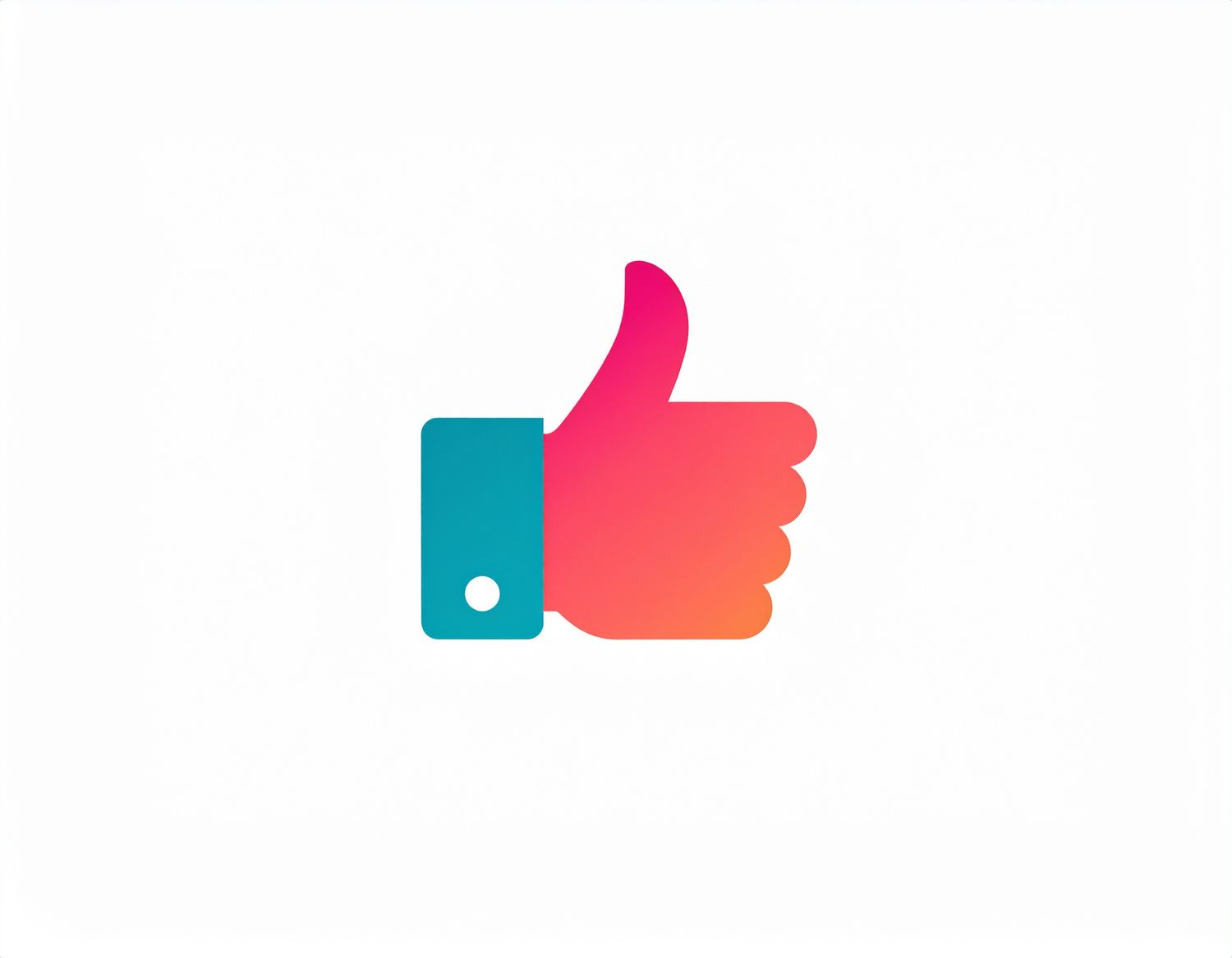 Gradient colored thumbs up icon in pink and turquoise transitions from left to right.