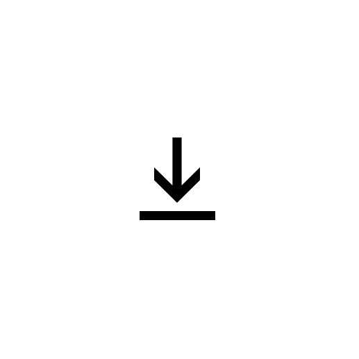 Download icon with a downward arrow pointing to a horizontal line, in black on white background.