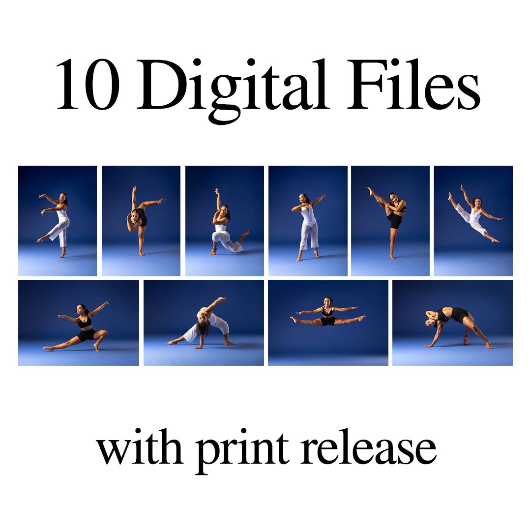 Collection of 10 professional dance photography digital files with print release included.