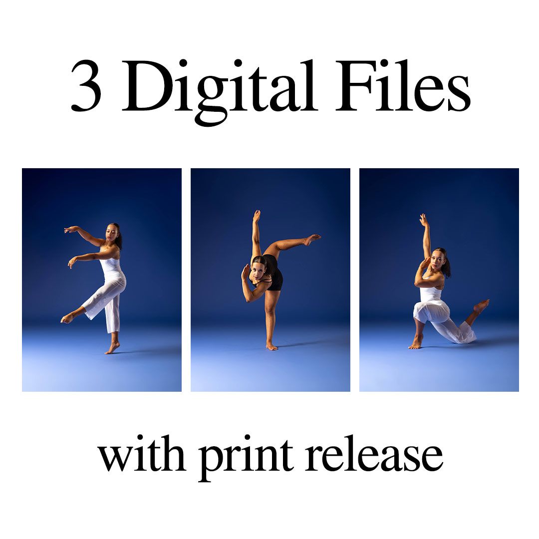 Collection of 3 professional dance photography digital files with print release included.