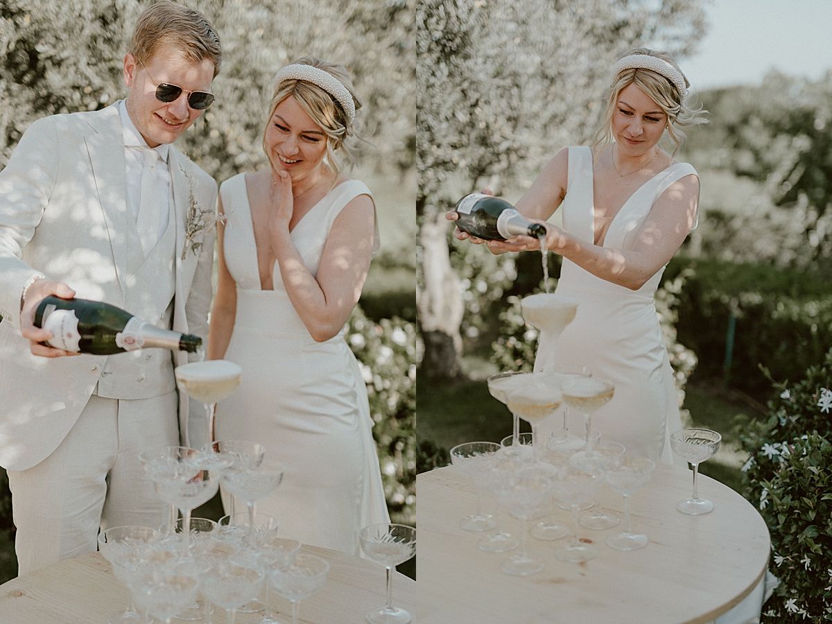 Wedding guests enjoying a relaxed celebration in Penhill Farm gardens