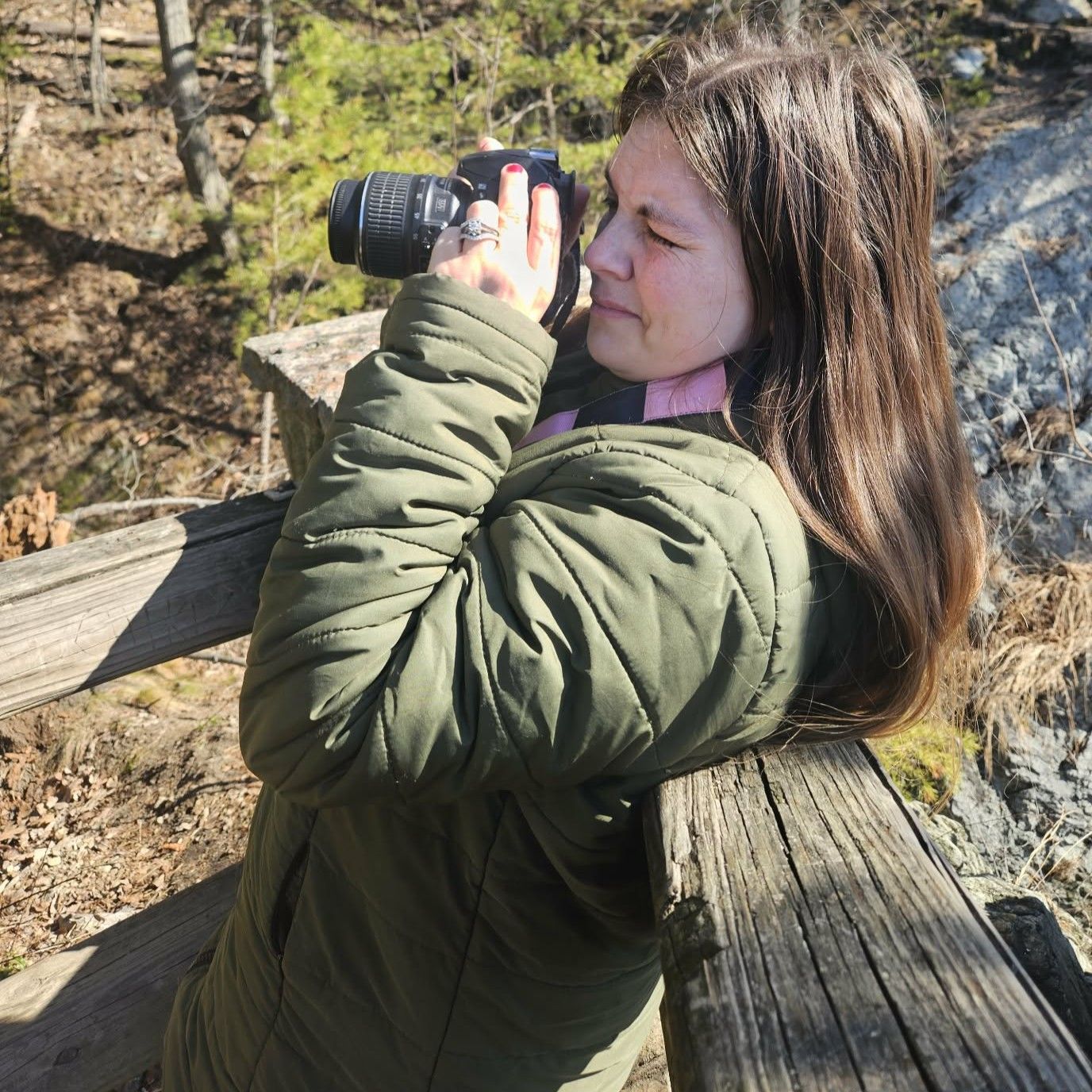 Millie D'Auria from Millie D'Auria Photography at Chickie's Park in Columbia, PA holding first ever DSLR camera Nikon D3100