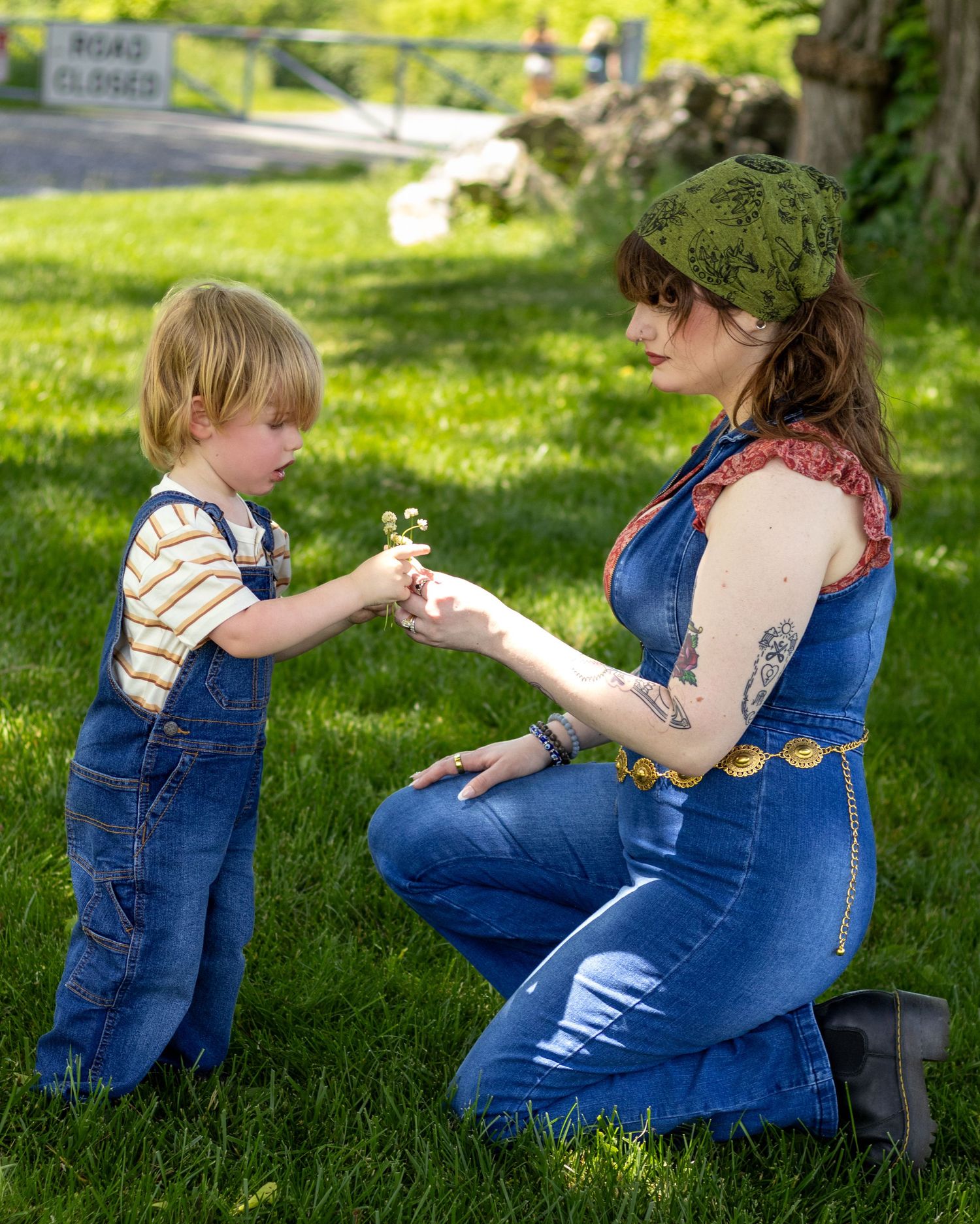 Central PA portrait mommy and me session mom and son exchanging flowers by Millie D'Auria Photography