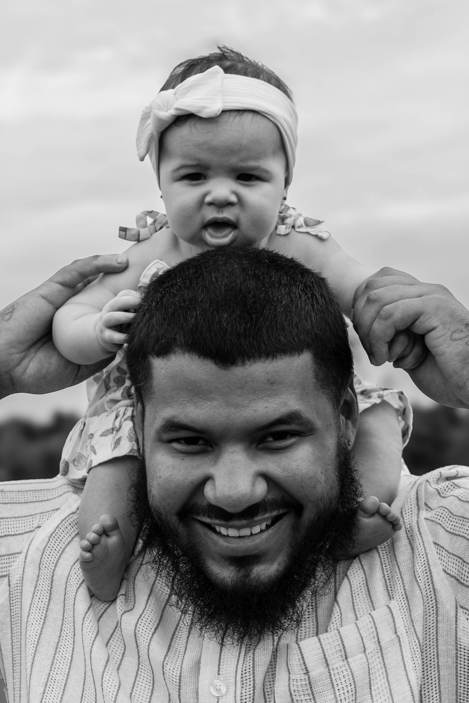 Central PA portrait family session baby sitting on dad's shoulders by Millie D'Auria Photography