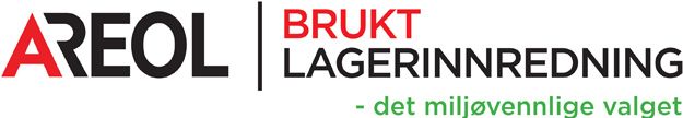 Areol Brukt Lagerinnredning logo with red and black text promoting eco-friendly used shelving solutions.