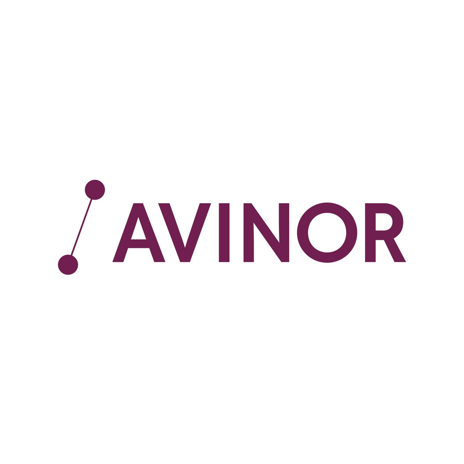 Avinor logo in purple with a connected dots symbol on white background.