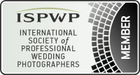 Professional organization logos for photography credentials including ISPWP and international wedding affiliations.