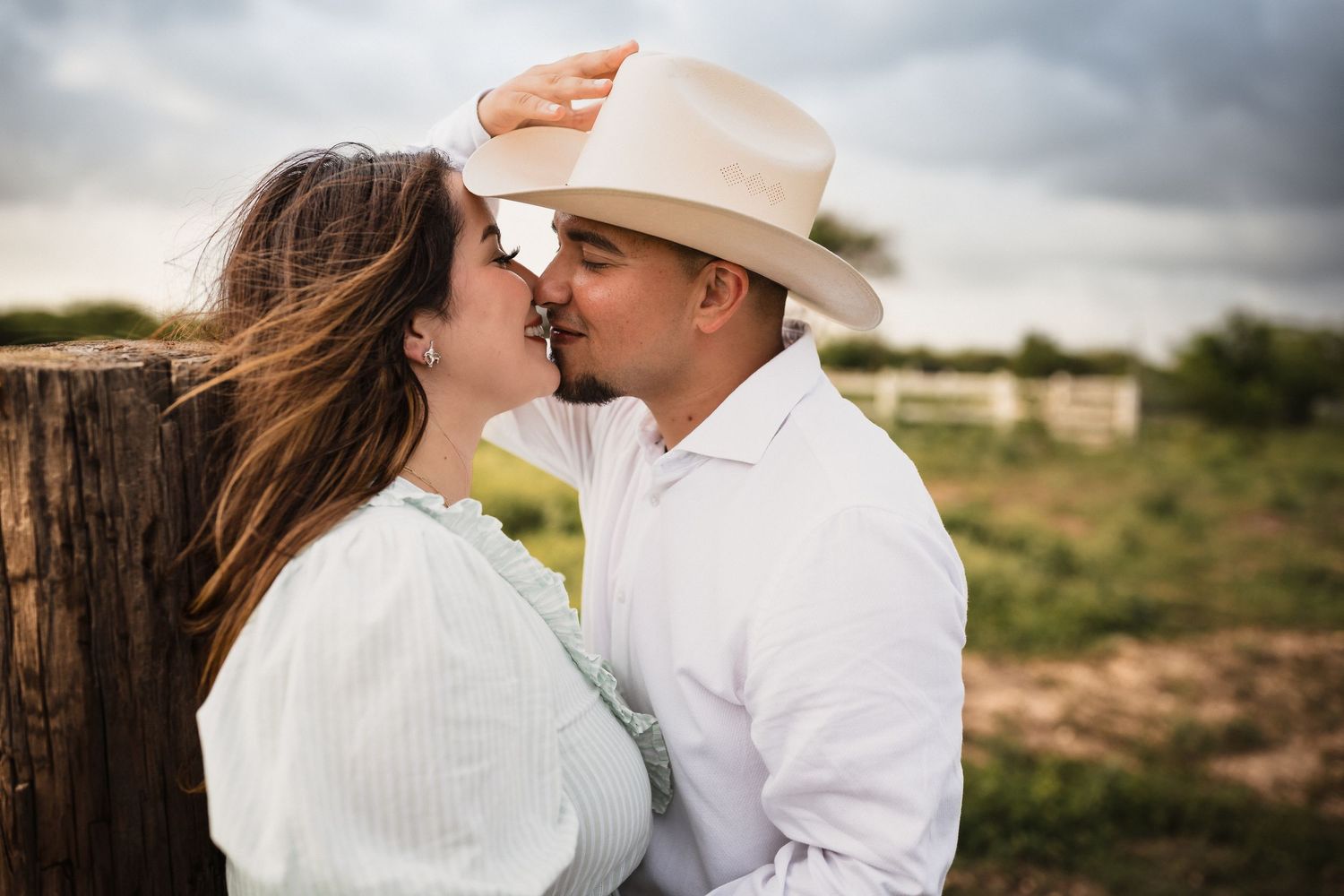 Couple photographed during an engagement session in Brownsville, Texas.