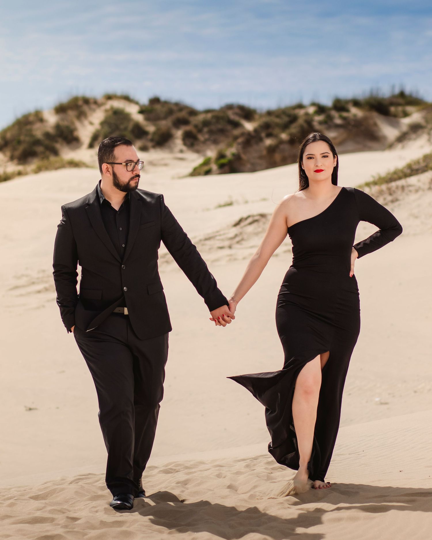 Couple photographed during an engagement session in (SPI) South Padre Island, Texas.