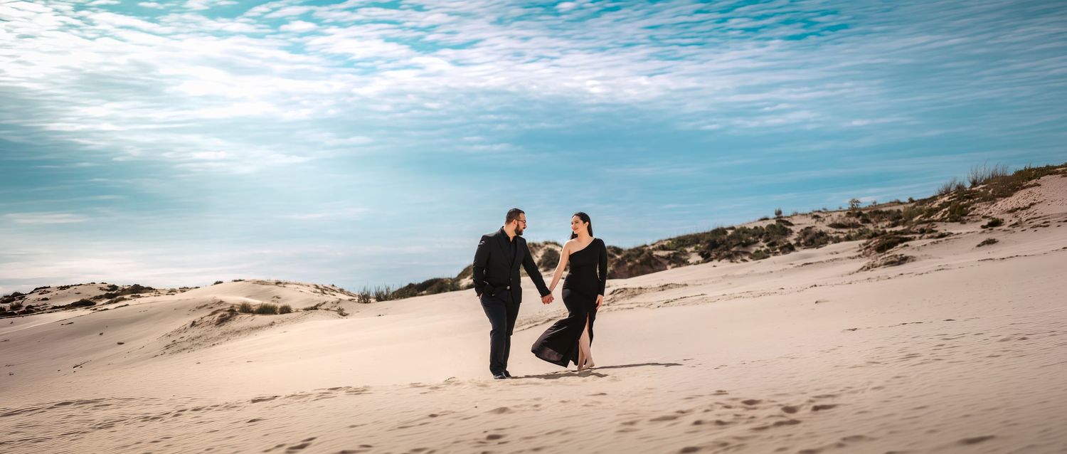 Couple photographed during an engagement session in (SPI) South Padre Island, Texas.