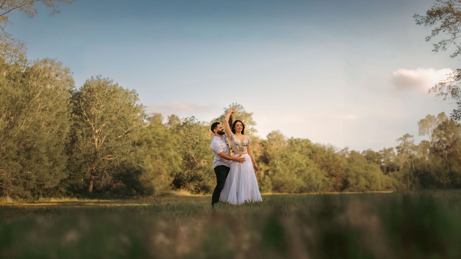 Couple photographed during an engagement session in Brownsville, Texas.