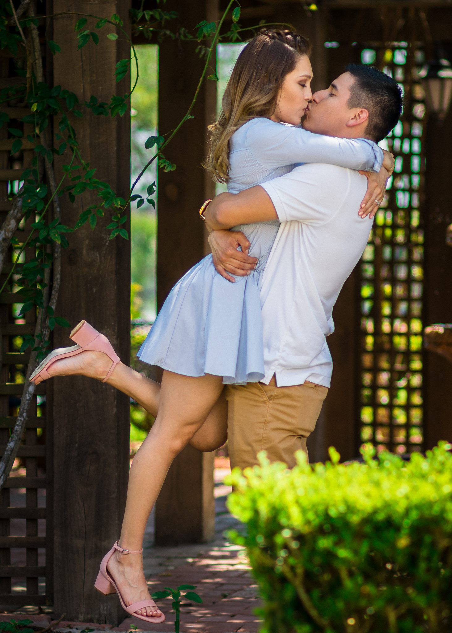 Couple photographed during an engagement session in Brownsville, Texas.