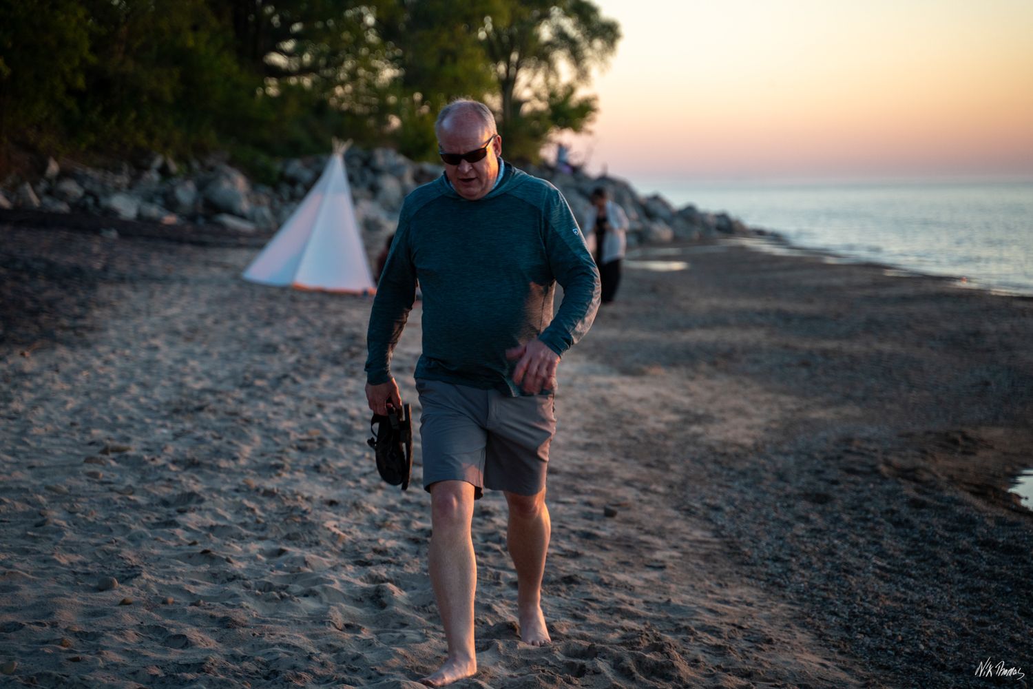 Man walking on beach