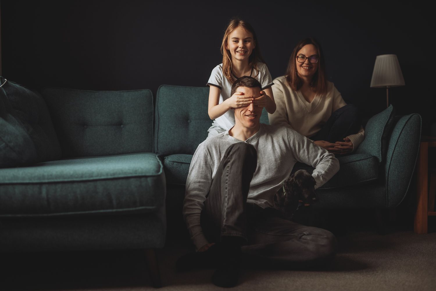 Family portrait during a family photoshoot indoors