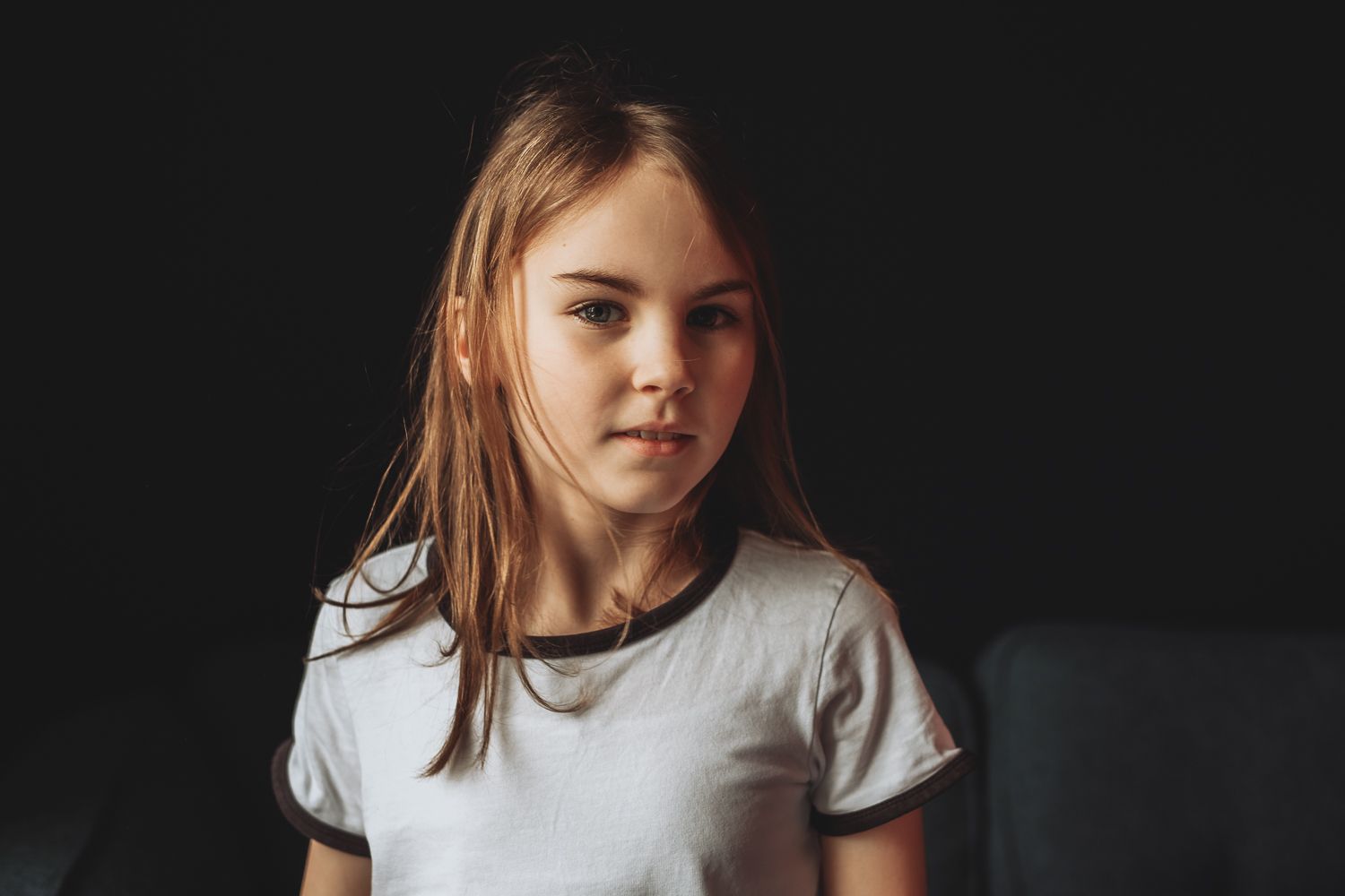 A portrait of a girl during a family photoshoot in Angus