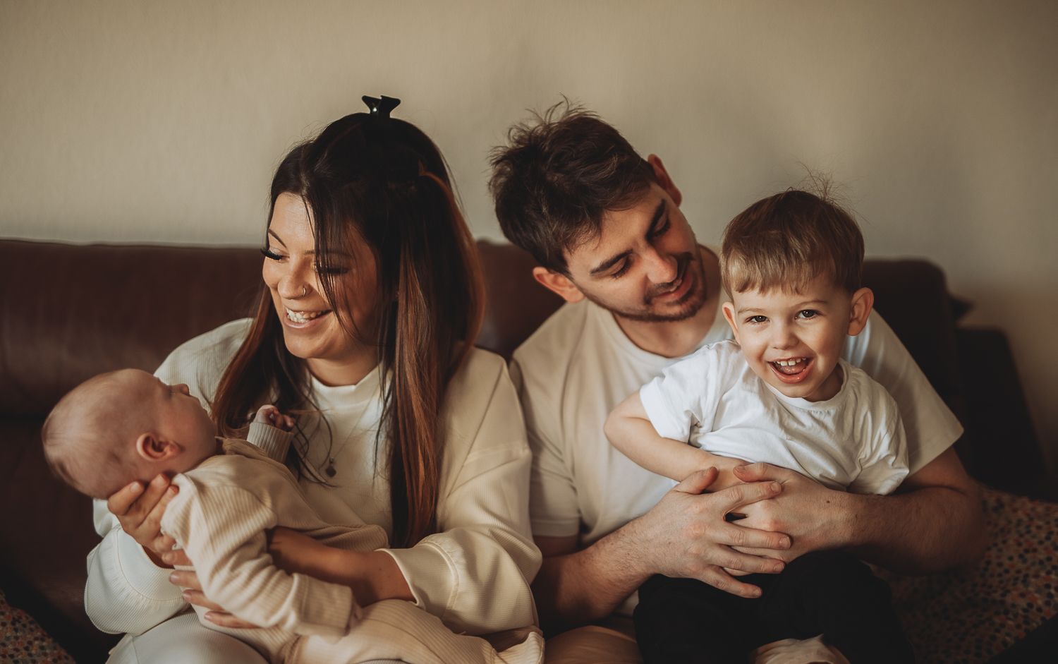Family portrait during a family photoshoot indoors