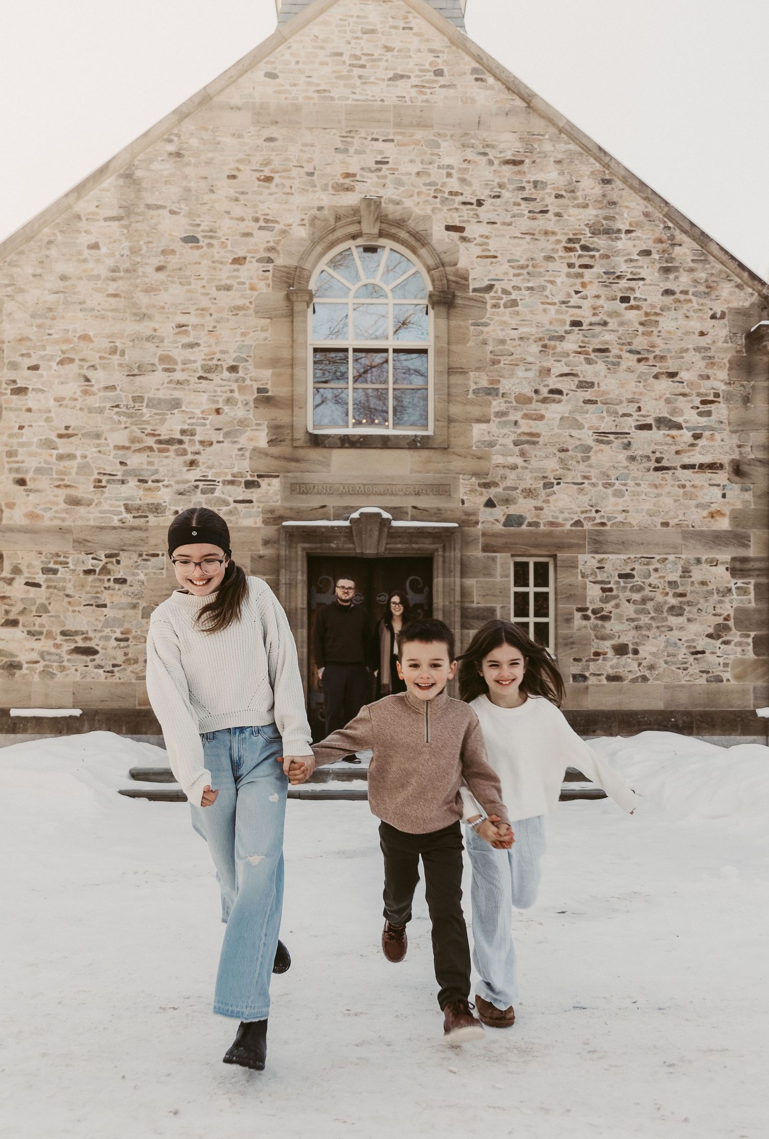 Moncton New Brunswick Maternity & Newborn photography winter family in front of old church