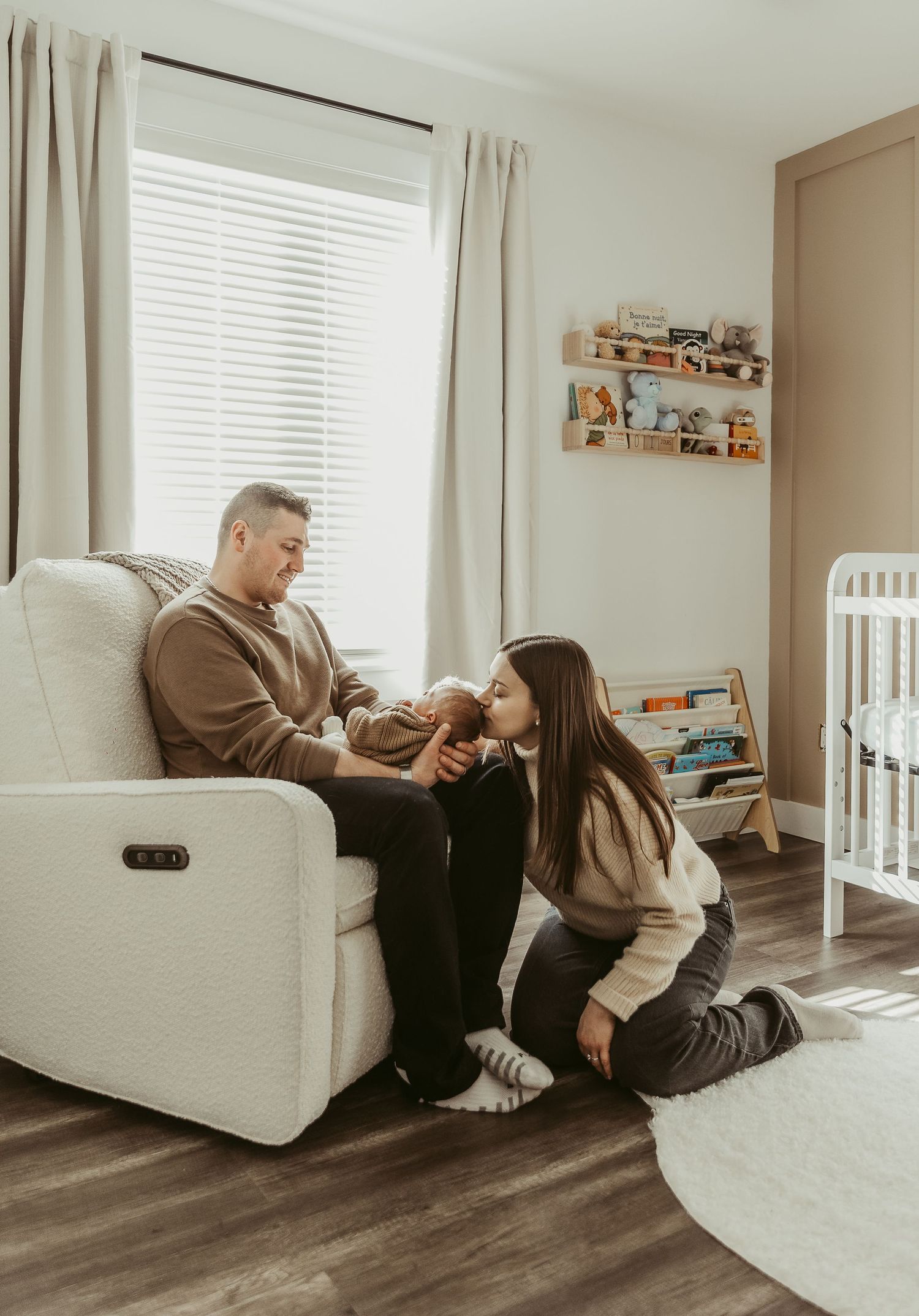 in home newborn session in warm tones