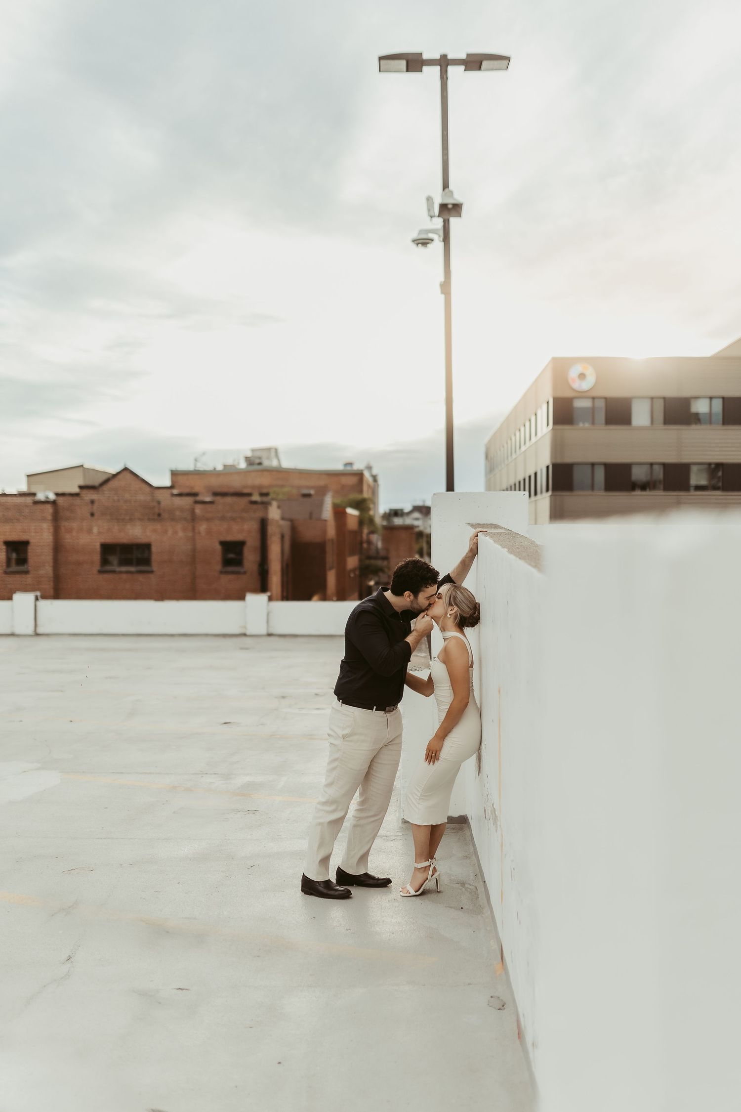 Moncton New Brunswick wedding photographer city couple engagement parking garage