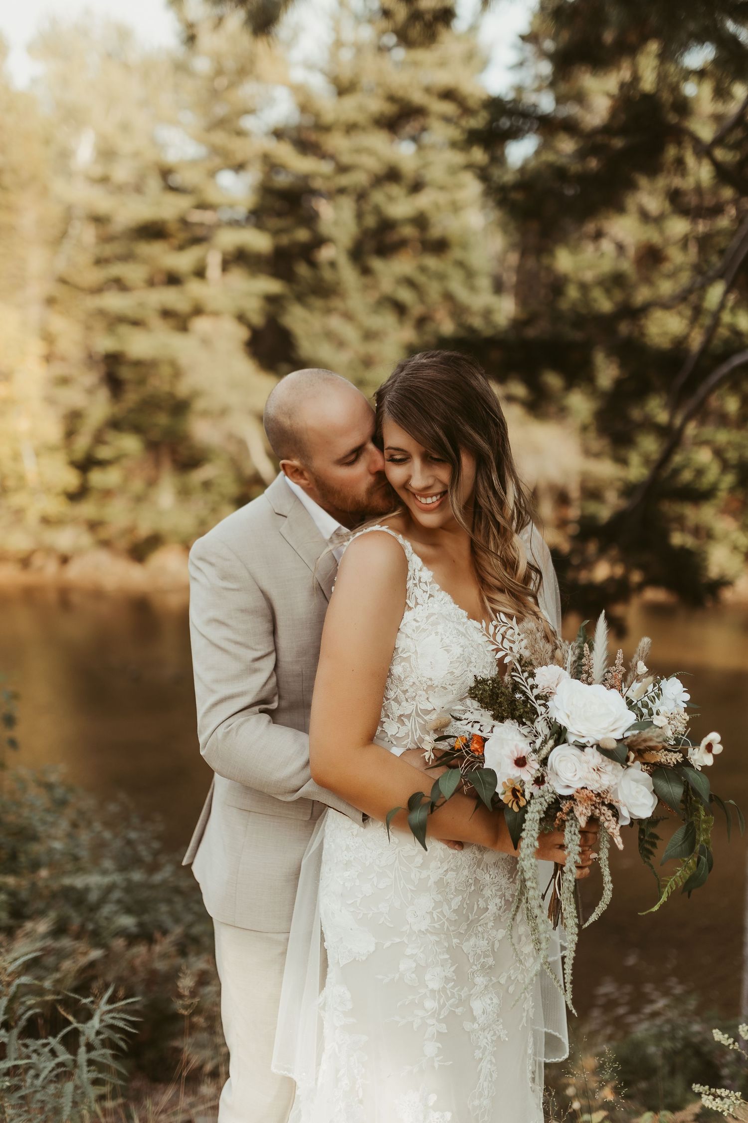 wedding portraits in warm tones