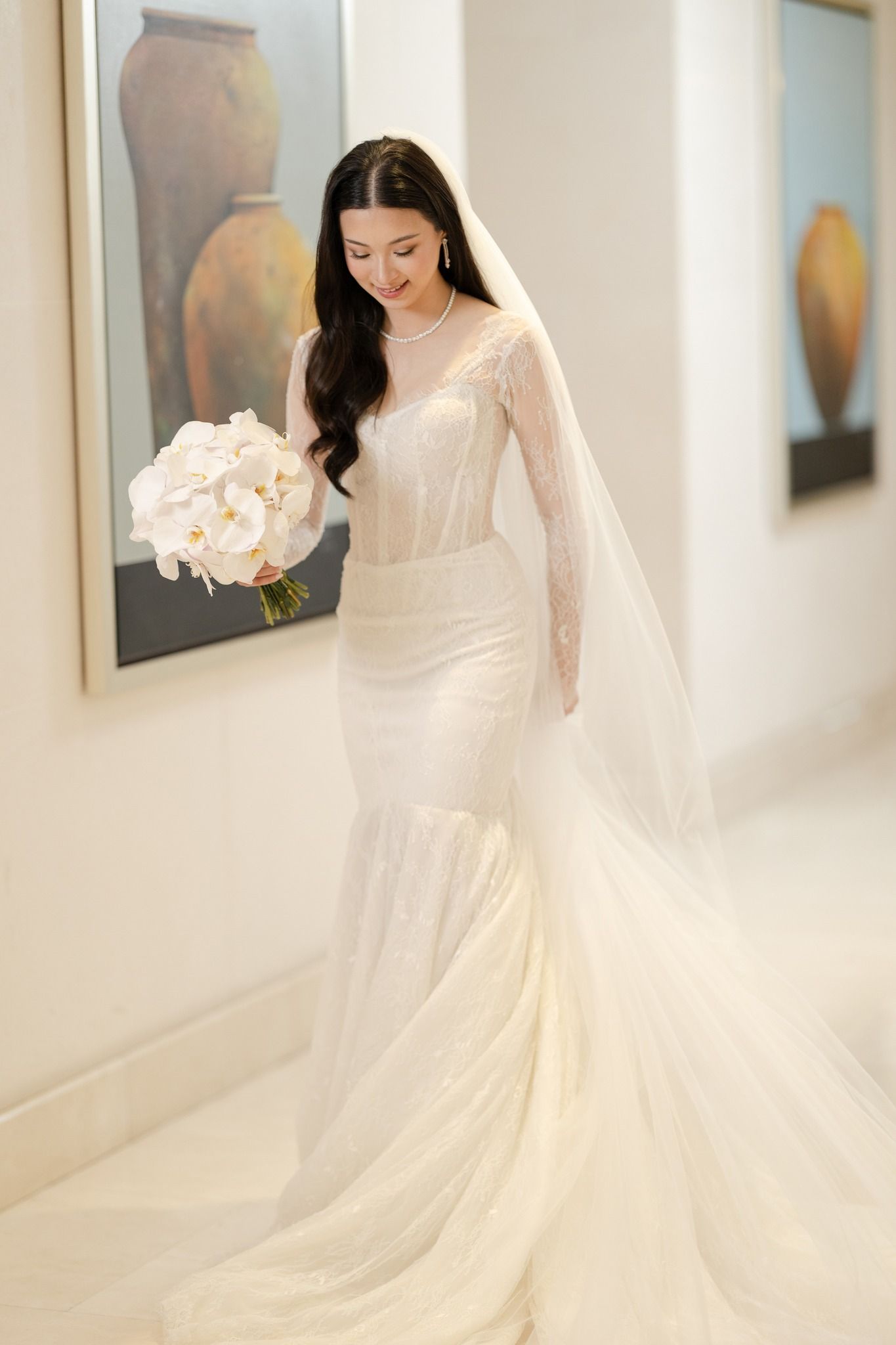 A magazine-quality wedding aesthetic featuring sleek, modern studio-quality portraits.