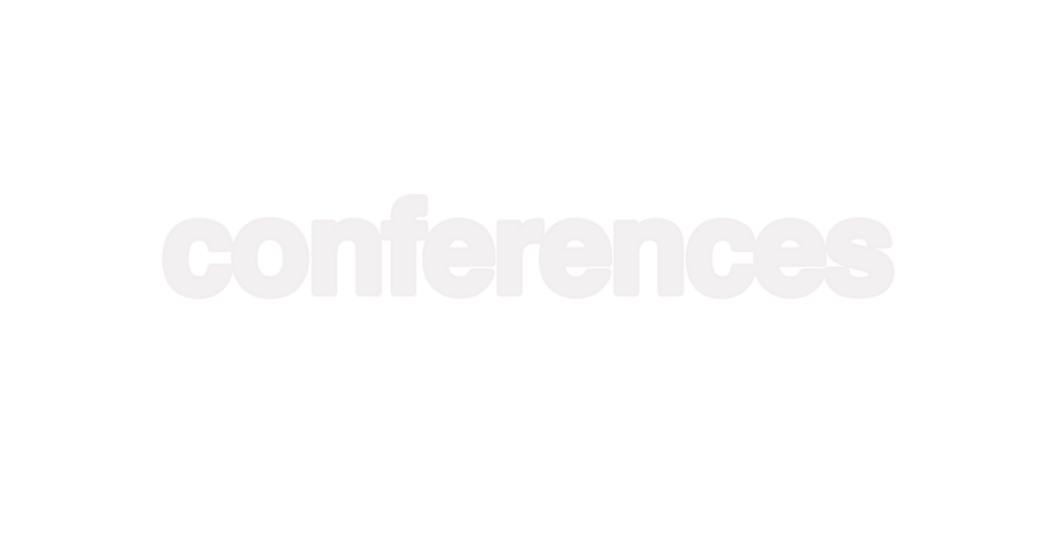 Minimalist white image displaying the word conferences in light gray text.