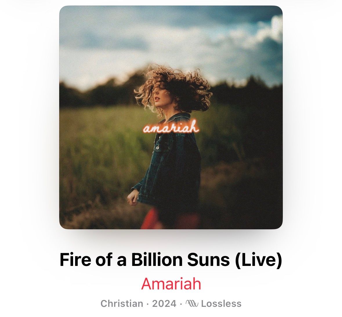 Album cover for Fire of a Billion Suns Live by Amariah, Christian 2024 lossless recording.