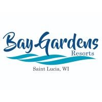 Bay Gardens Resorts logo featuring elegant script text and wave design, located in Saint Lucia, WI.