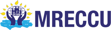 MRECCU logo featuring a globe with people, hands, and water waves symbolizing community credit union.