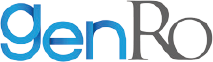 GenRo company logo featuring bold blue and gray typography on a white background.