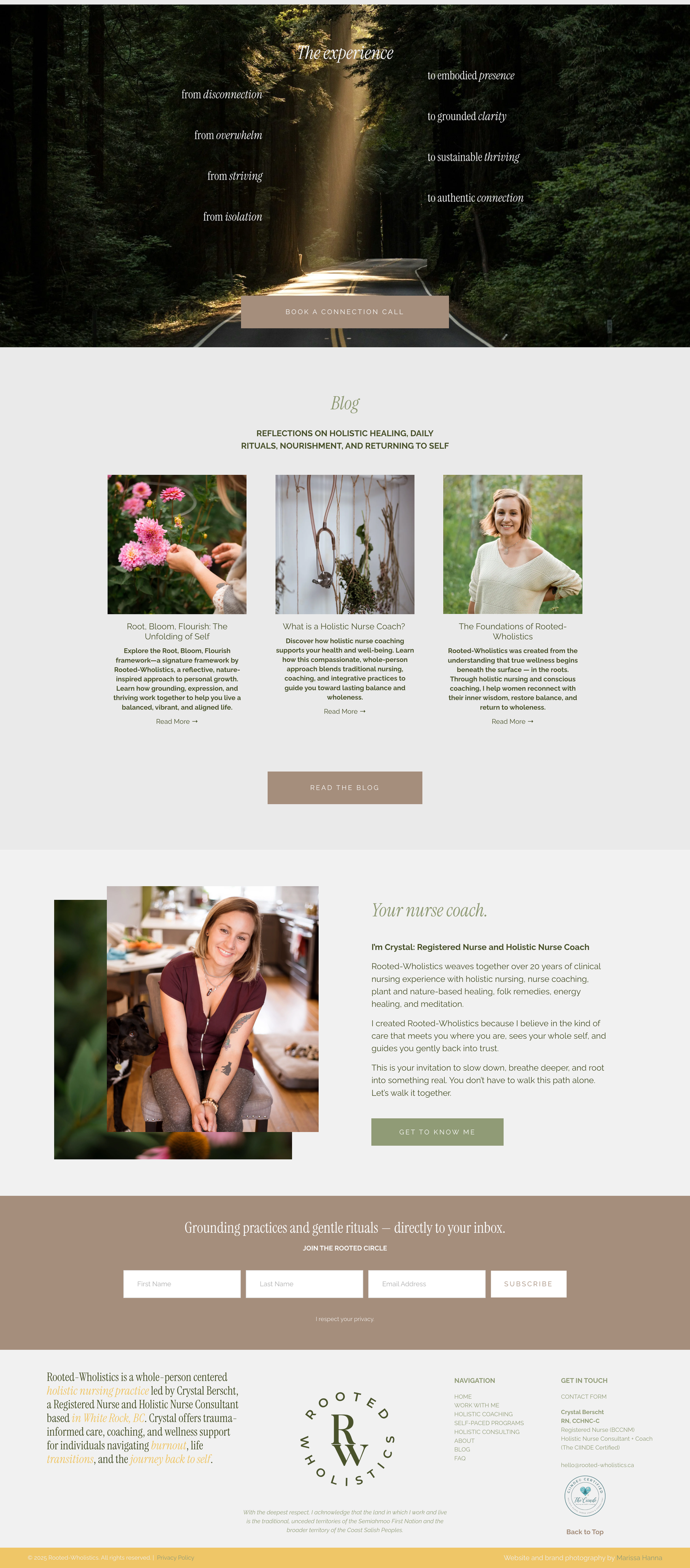 Professional photography website homepage featuring a scenic forest road with sunbeams and portfolio gallery showcasing nature images.