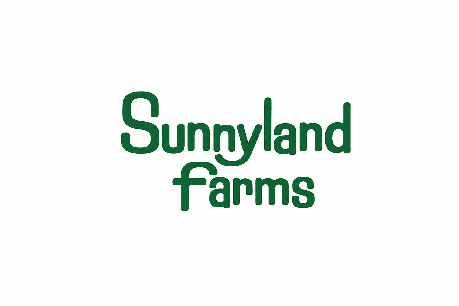 Sunnyland Farms green logo on white background, featuring bold rounded typography for a fresh, natural brand identity.
