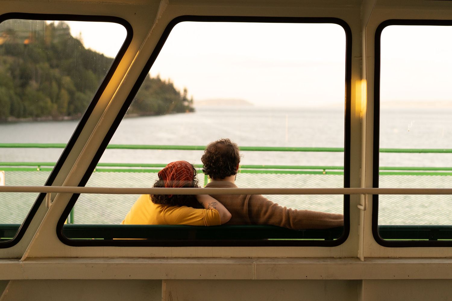 A couple on the ferry, Captured by Savvy Photography - PNW Wedding Photographer