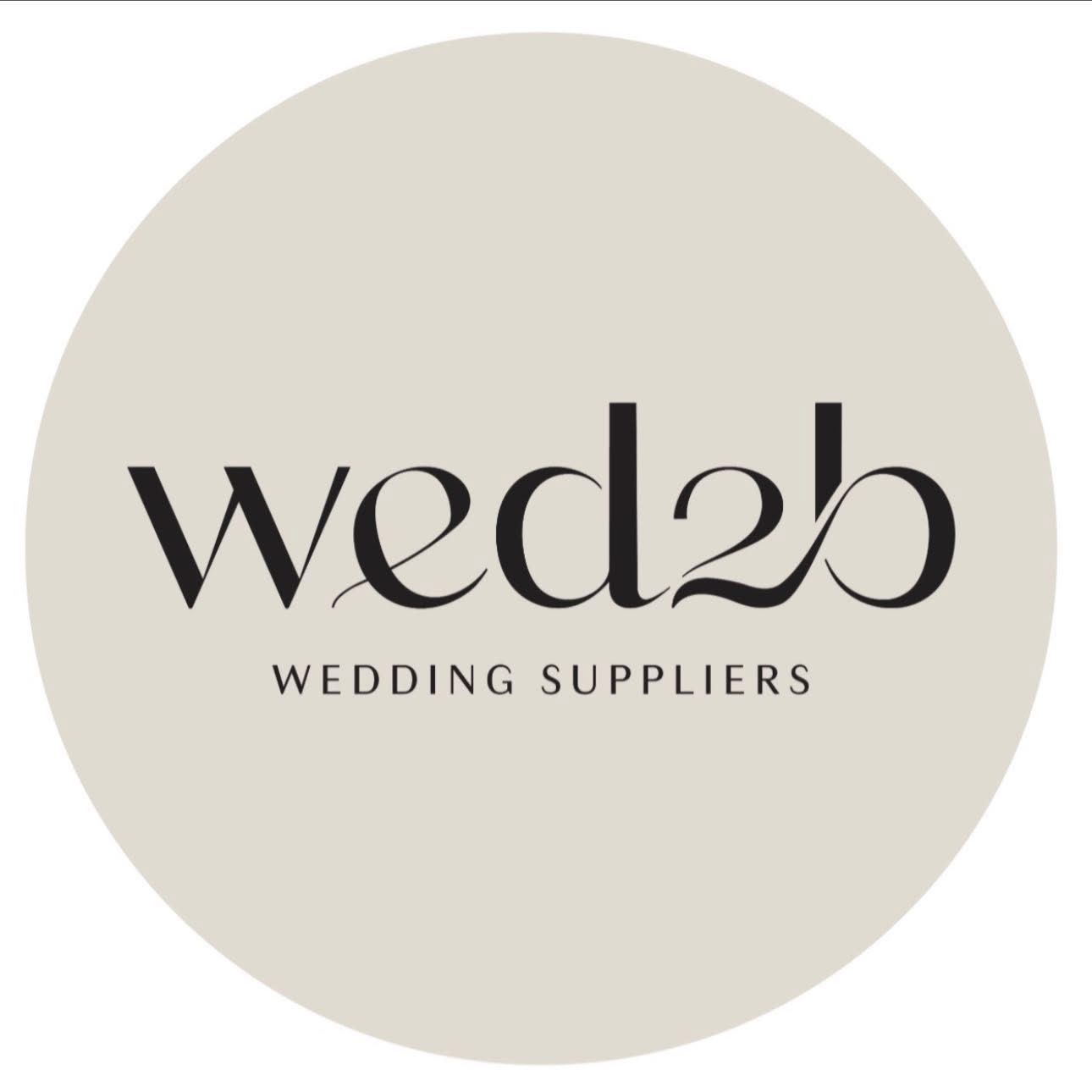 Minimalist wedding supplier logo design in beige circles showing text 'wed25' in elegant typography.