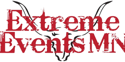 Extreme Events MN logo design featuring stylized horned text treatment in red.