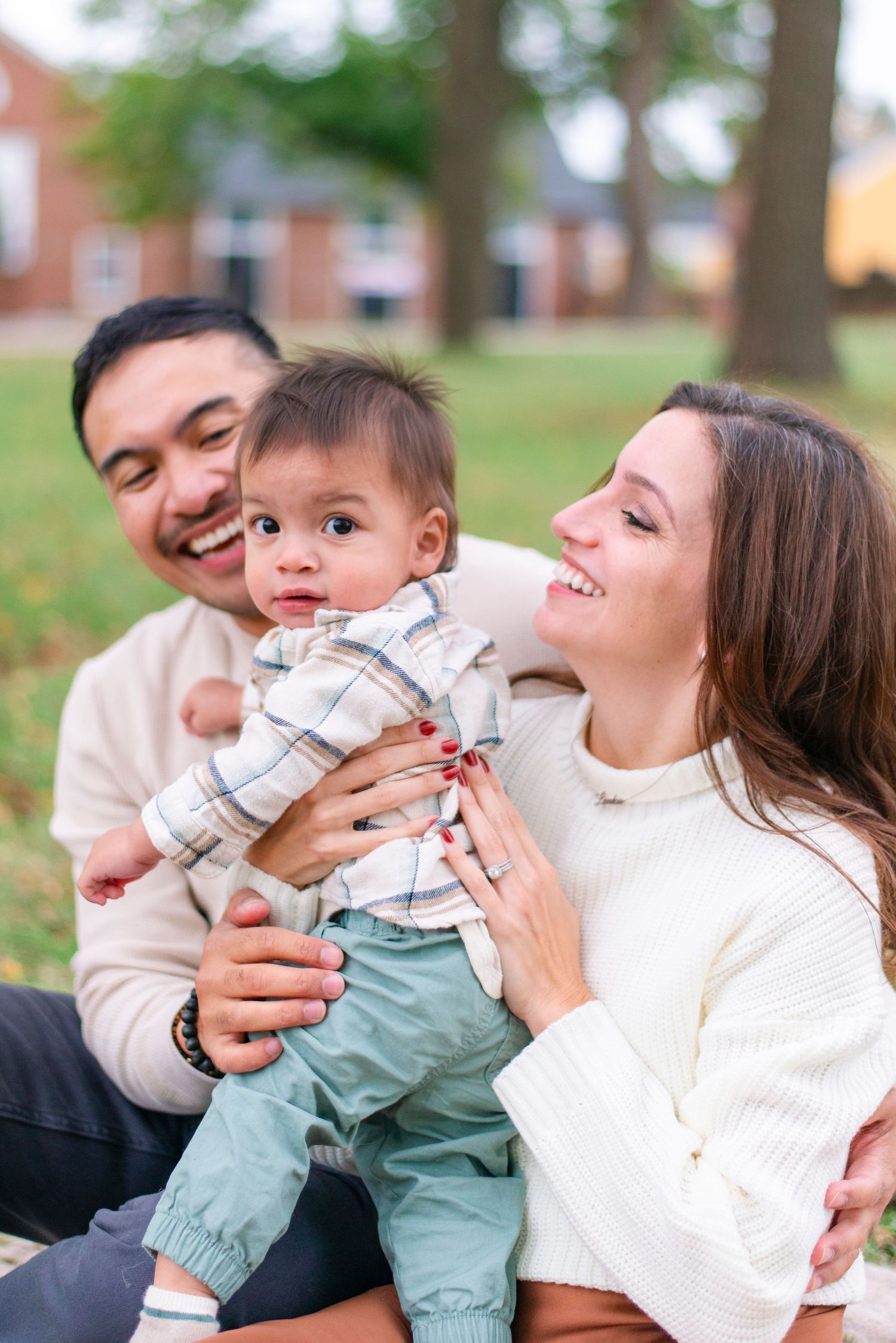 Lifestyle family portrait captured outdoors during Chicago suburbs photo session
