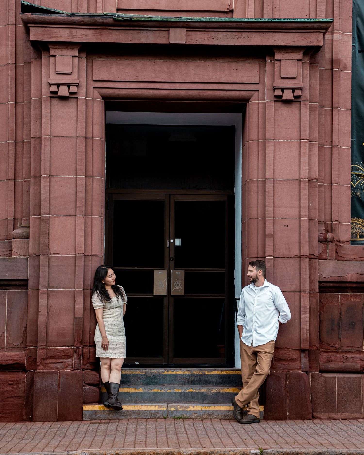 a engagement session in downtown in Moncton, NB. Engagement city shoot