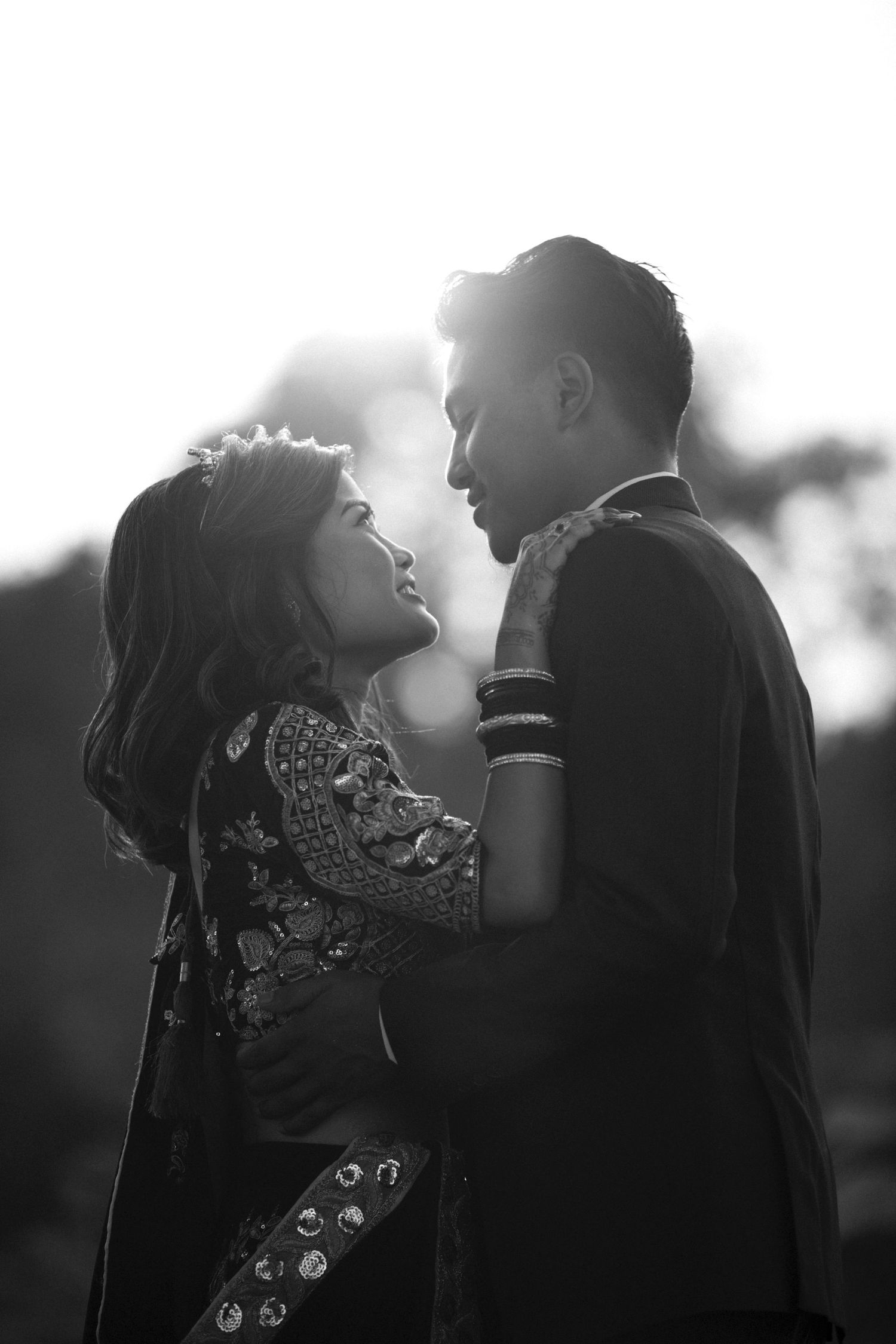 Black and white wedding photo