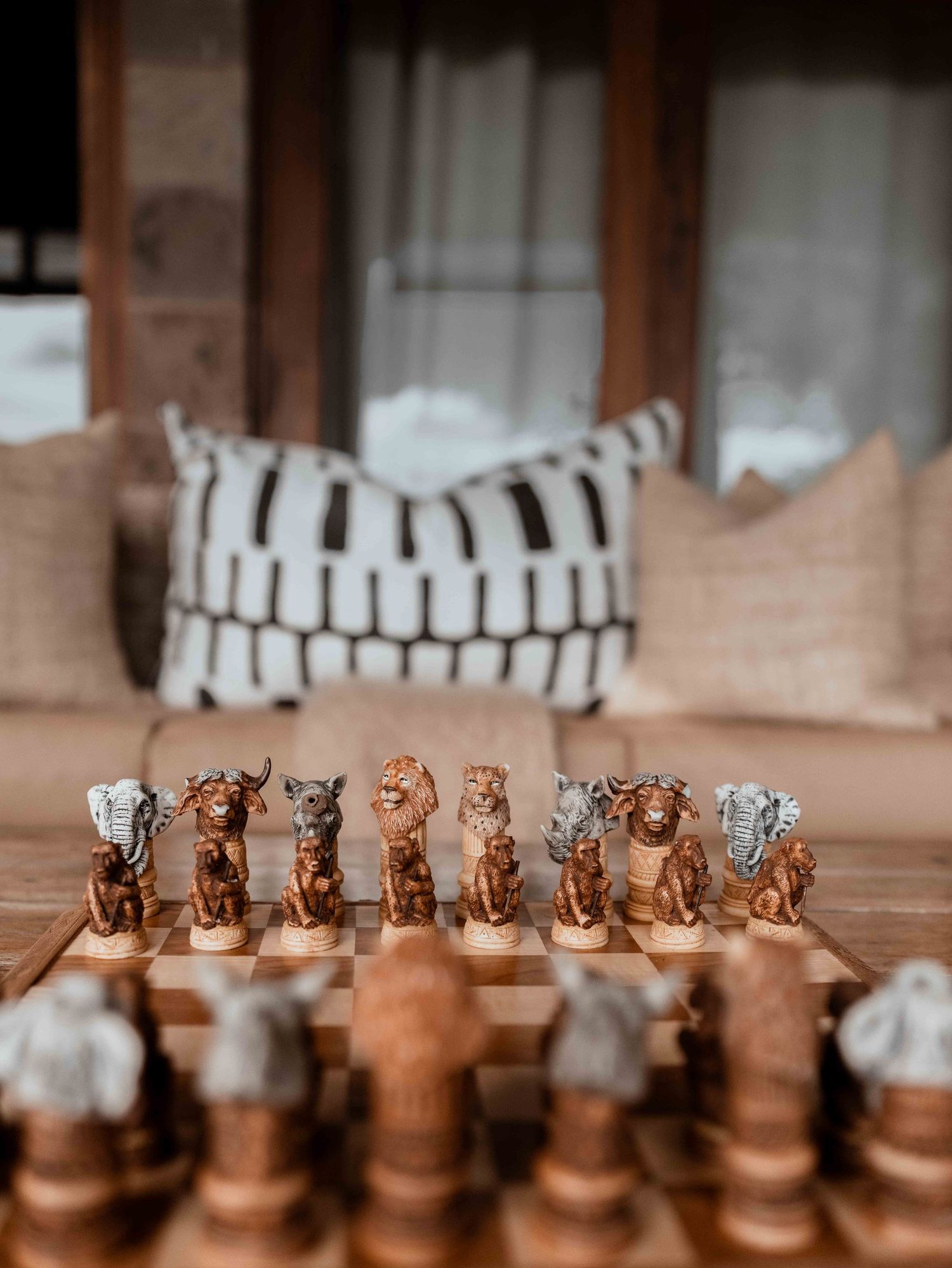 Luxury safari lodge photography in Tanzania highlighting authentic African interior design and guest experience by Black Earth Production.