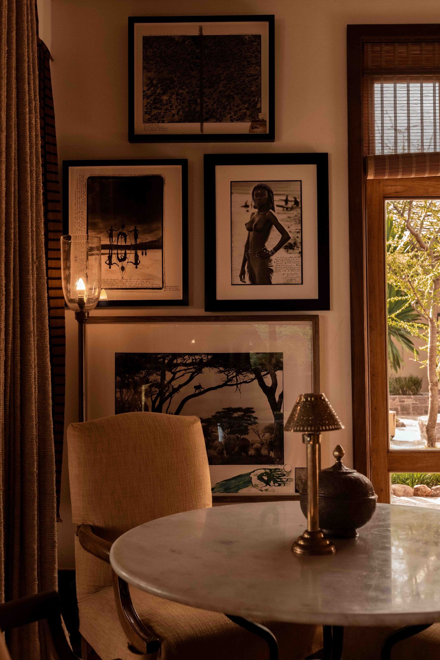 Luxury safari lodge photography in Tanzania highlighting authentic African interior design and guest experience by Black Earth Production.