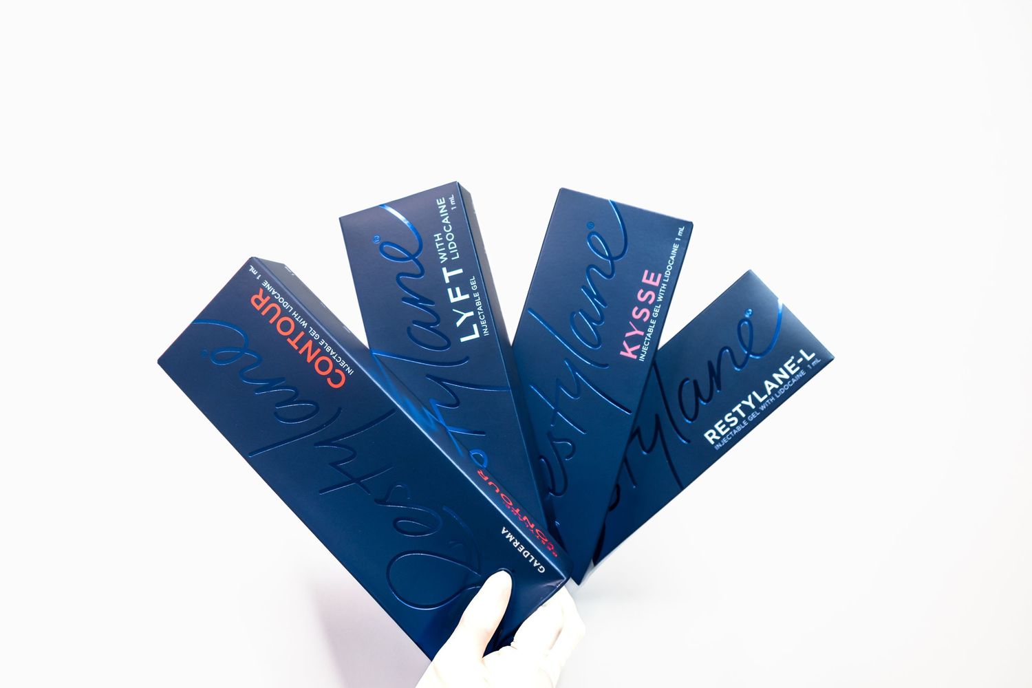 Six identical blue store reward cards arranged in a fan-like pattern spreading out against a white background.