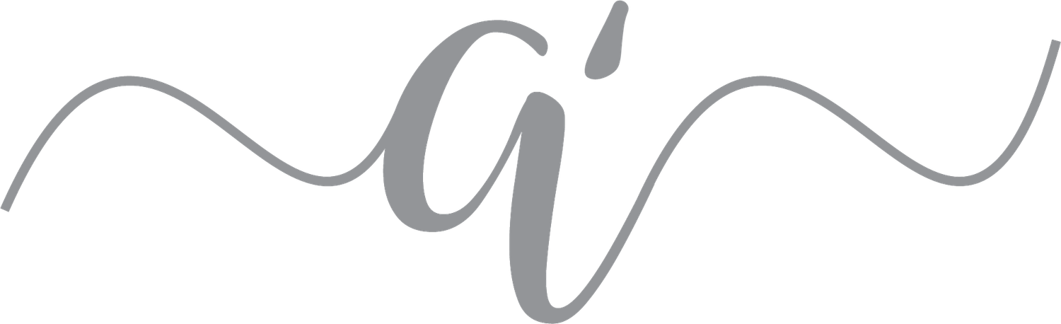 Stylized grey logo mark featuring a cursive lowercase 'a' with flowing decorative lines.