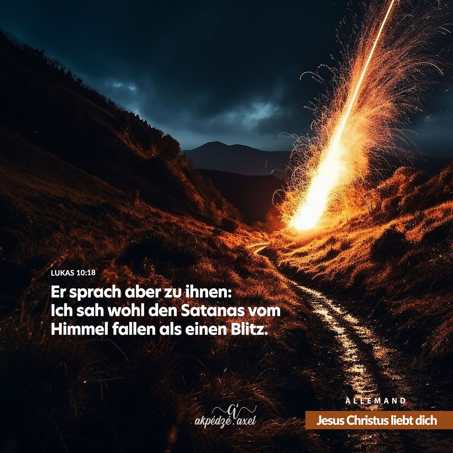 Luc 10v18 - verset biblique illustré - illustrated biblical verse - akpedzeaxel - Jésus t'aime.