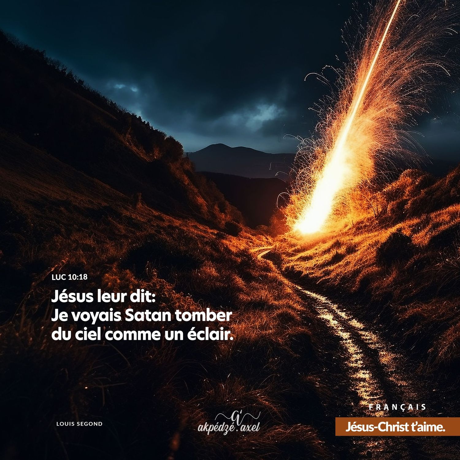 Luc 10v18 - verset biblique illustré - illustrated biblical verse - akpedzeaxel - Jésus t'aime.