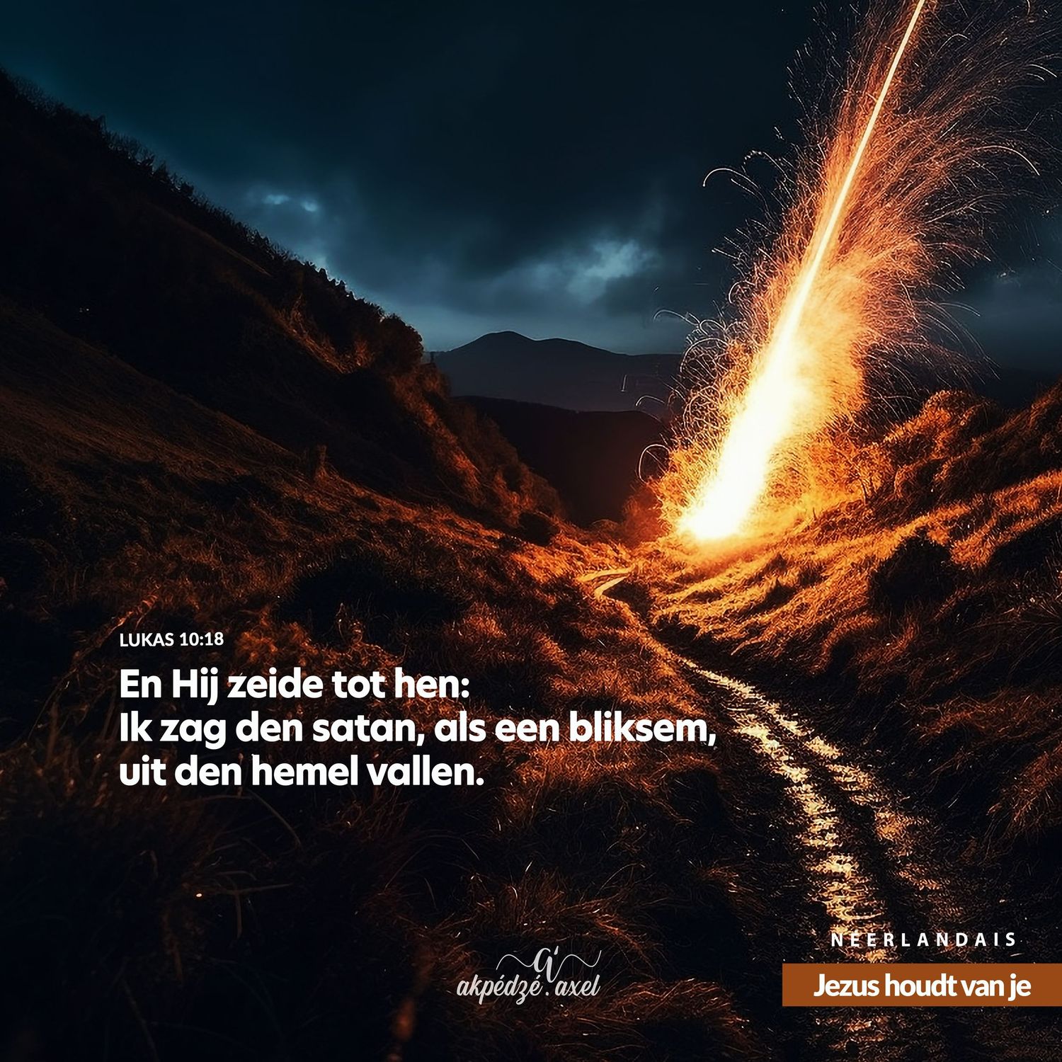 Luc 10v18 - verset biblique illustré - illustrated biblical verse - akpedzeaxel - Jésus t'aime.