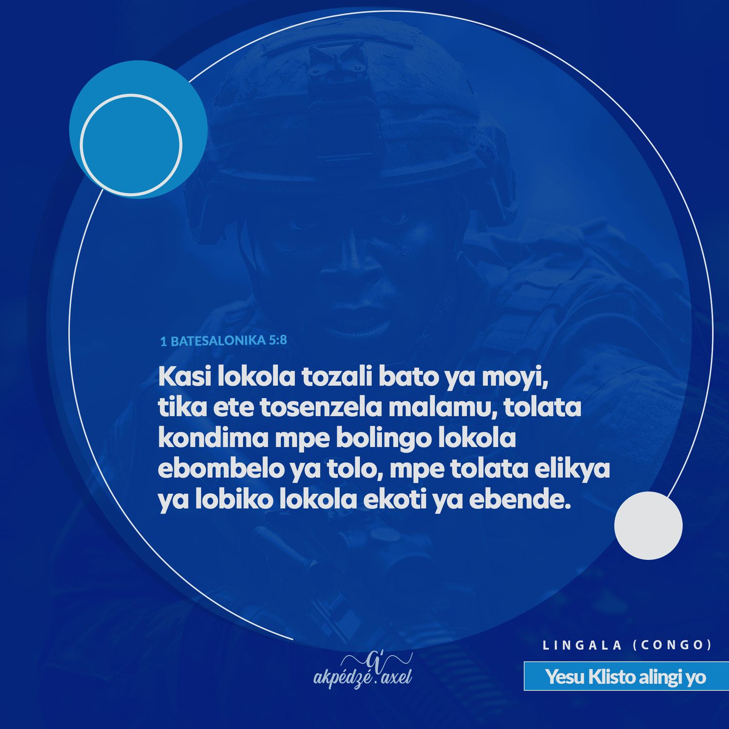 A series of blue circular shapes with text overlays arranged in a row against a cobalt background.
