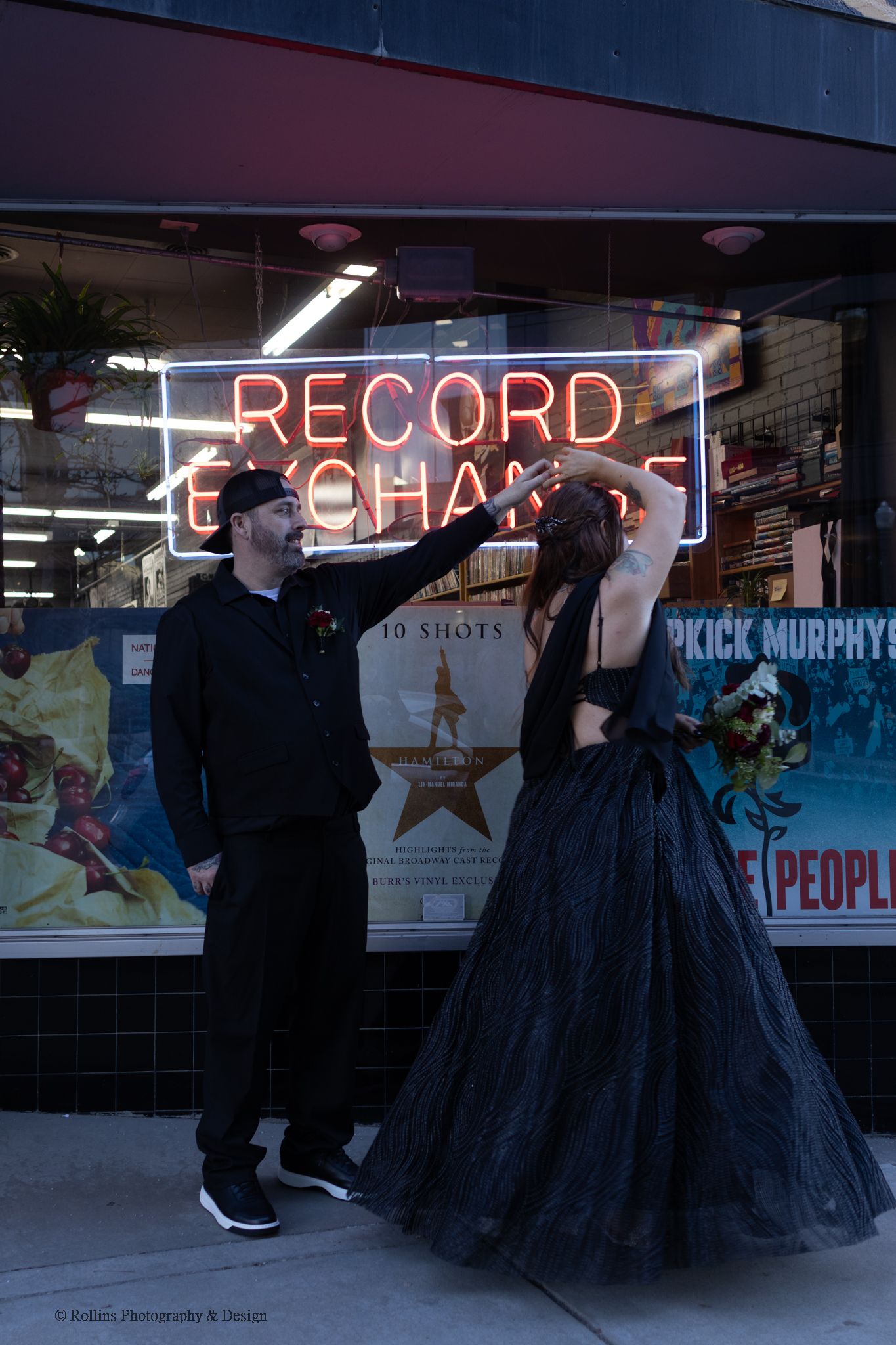 record store elopement photo session