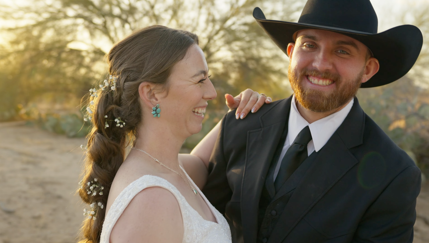 Bride and groom at Sage Creek Ranch and Events in Tucson, Arizona. Wedding videography by Jensen Photo & Film