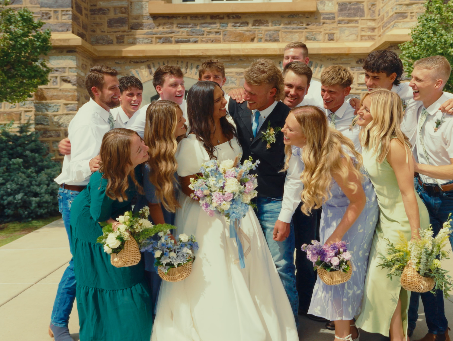 Bridal party at Logan Temple, Utah wedding videography by Jensen Photo & Film