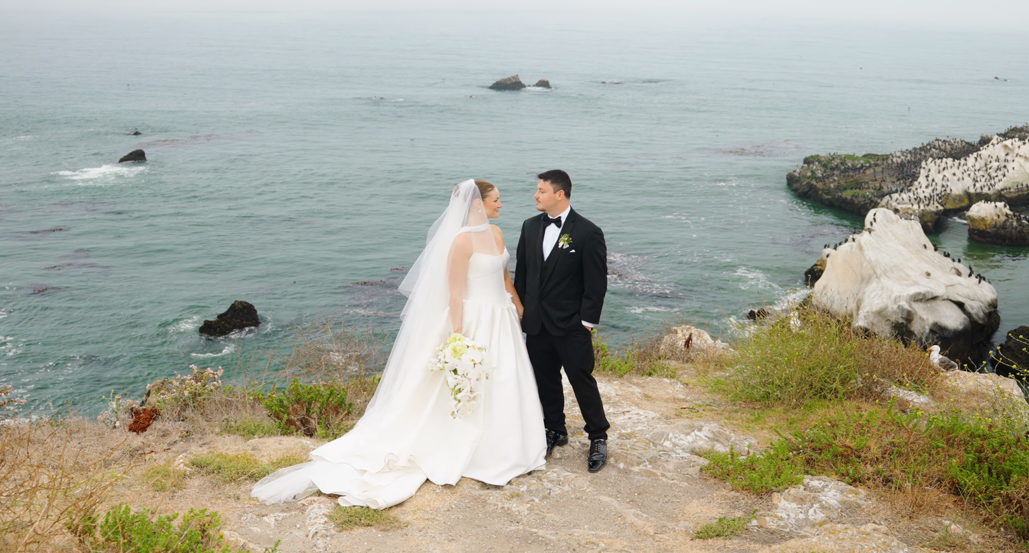 Wedding couple on the cliffs in San Luis Obispo, CA